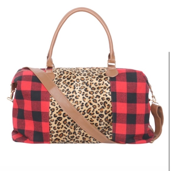 BUFFALO PLAID/ANIMAL PRINT DUFFEL BAG - Picture 2 of 6